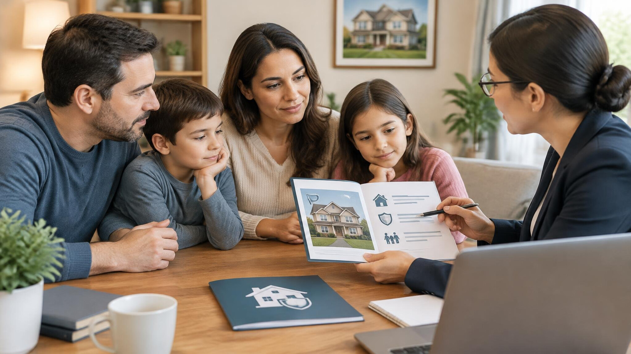 family discussing insurance plans